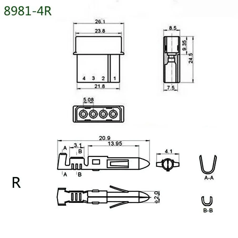 1 комплект 5 08mm 4 штифта белый прозрачный нейлоновый мужской разъем с терминалом