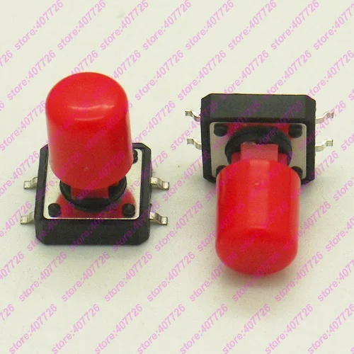 10 шт. тактовый переключатель 12X12 мм H = 16,8 мм с пластиковой крышкой 4PIN SMD/DIP мгновенный Тактильный кнопочный переключатель микроклавишная кнопка - Цвет: SMT with Red Cap