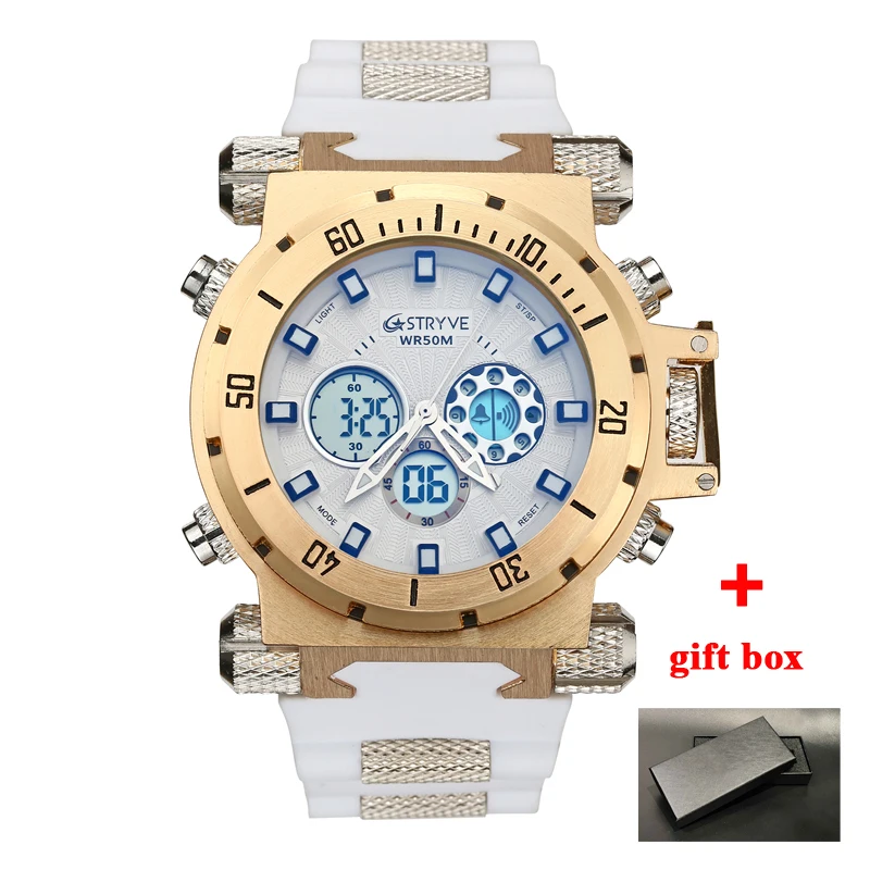 STRYVE 1with box Stryve спортивные мужские часы Многофункциональные цифровые часы повседневные мужские часы Аналоговые кварцевые наручные часы relogio masculino - Цвет: STRYVE 1with box