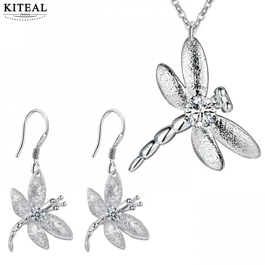 Высокое Качество Милые Ювелирные наборы ожерелье серьги Стрекоза 18 дюймов для