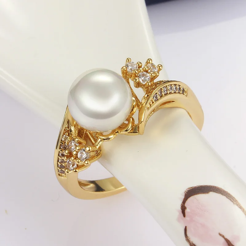 808 STORE New Classic Design Italy Fine Jewelry Pearl Ring Luxury Wedding Charm Bridal Crystal Accessories High Quality Hot Sale | Украшения