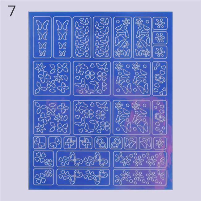 Pattern 7 Xmas AB Цвет ногтей винилы Стекло Бумага Рождество ногтей Книги по искусству полые 3D Советы Клей Стикеры ногтей Книги по искусству наклейки водная горка - Цвет: Pattern 7