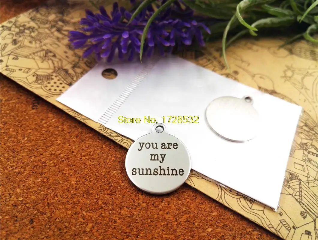 Круглые Подвески из нержавеющей стали 20 шт. мм you are my sunshine одна сторона сделай сам