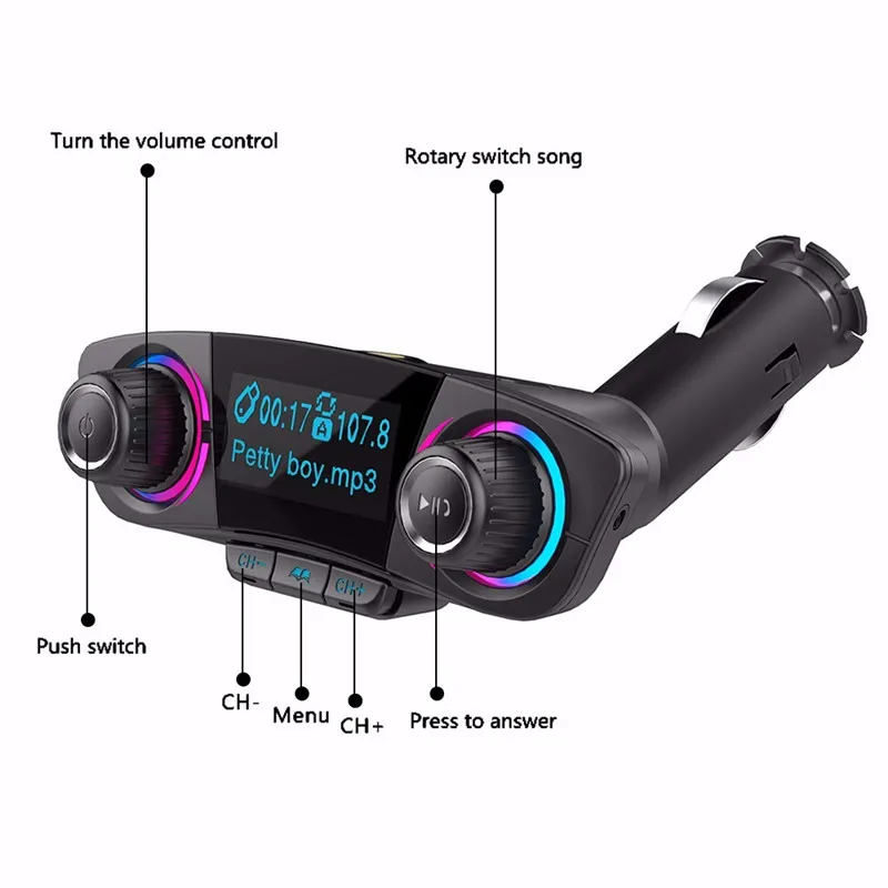 MALUOKASA fm-передатчик Aux модулятор Bluetooth Handsfree автомобильный комплект автомобильный аудио mp3-плеер с Умной зарядкой двойной USB Автомобильное зарядное устройство