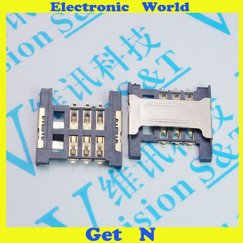 

200pcs SIM Card Holder 6Pins Connector For GPS MP4 MP5 Phone