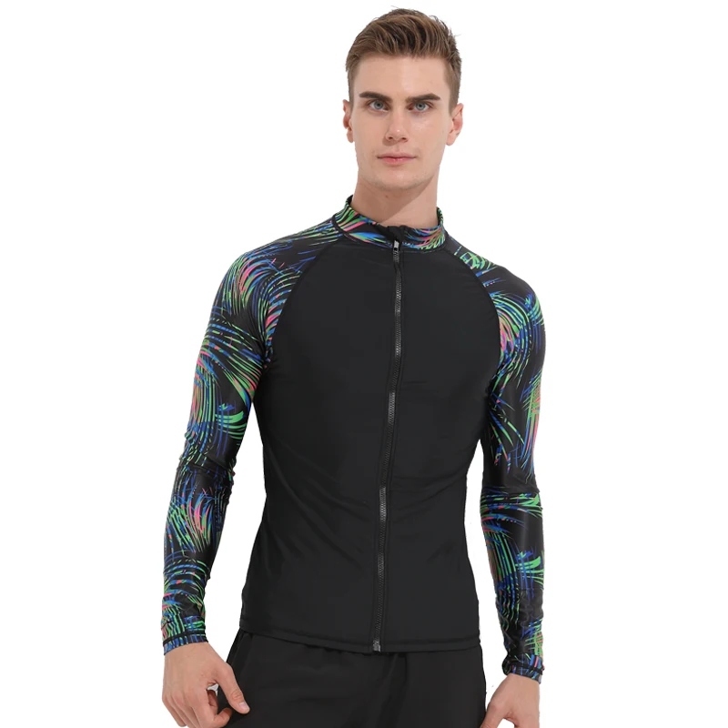 Мужская рубашка с длинным рукавом и молнией спереди UPF 50 +|Комбинезоны| |