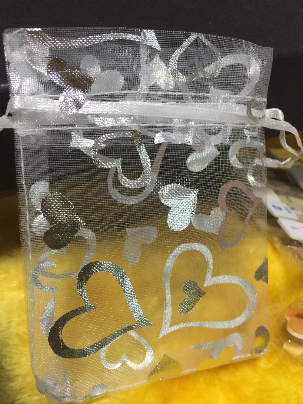 100 шт в форме сердца из белой органзы сумки свадебный подарочный пакет мешки