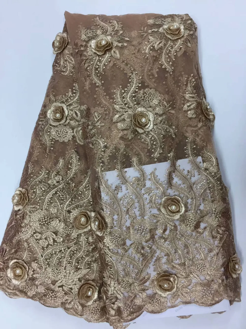 Тюль Ткань Кружево Высокое качество последние африканские S 2017 с Бусины в