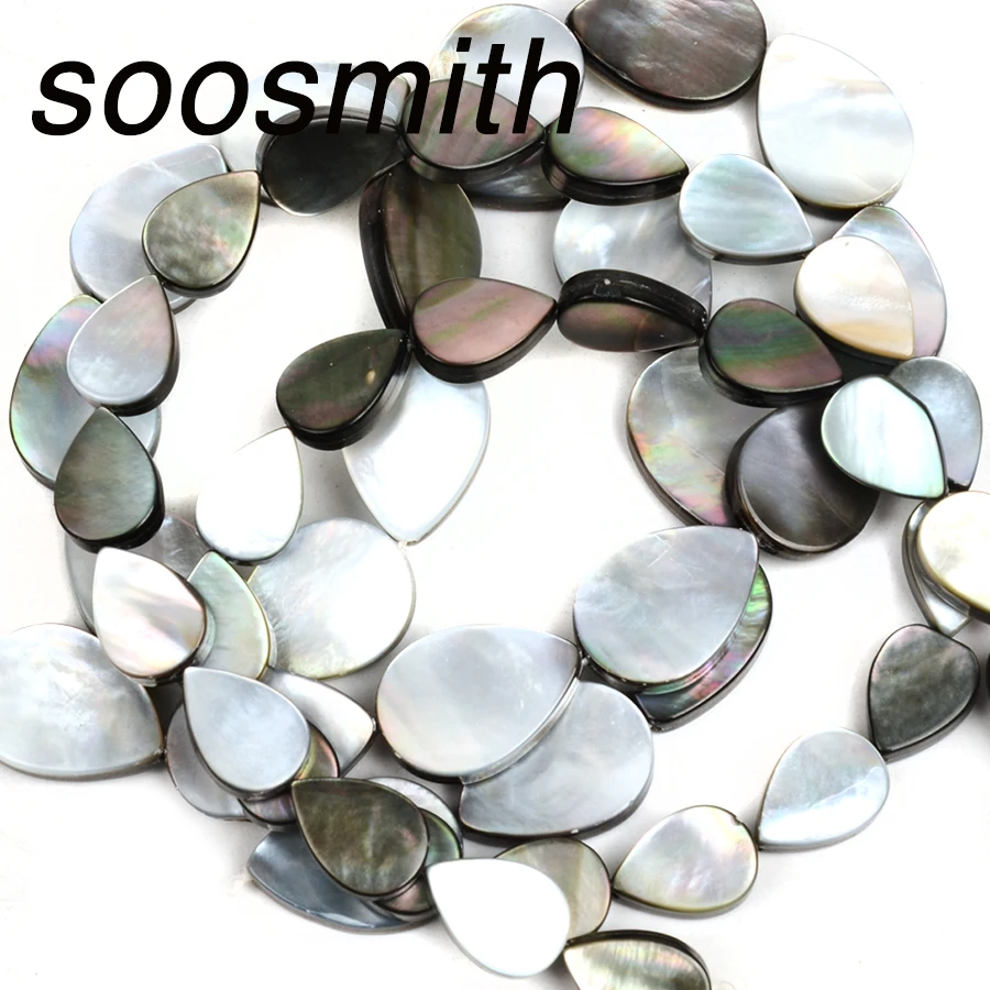 soosmith Natural Black Shell Perles beads Drops of Water Shape Loose Spacer Beads For Jewerly Making Handmade DIY | Украшения и