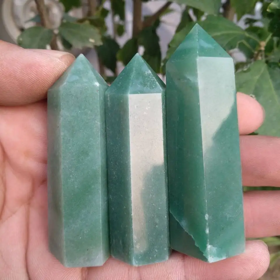 

3pcs Natural DongLing Jade Quartz Column Magic Wand Obelisk Point Reiki Healing