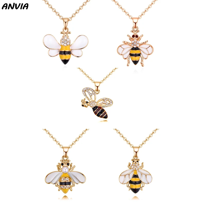 

Anvia 2019 Hot Selling Bee Animal Necklace Cute Insect Pendants for Girl Female Gift Jewelry Valentine Dropshipping