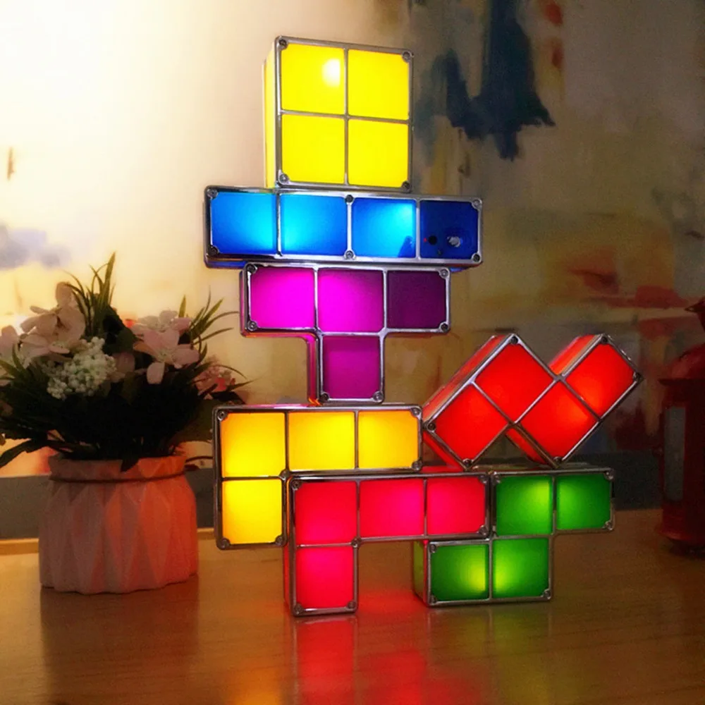 2019 DIY тетрис головоломки свет Ретро игрушечная башня для цветной Кирпич игрушка