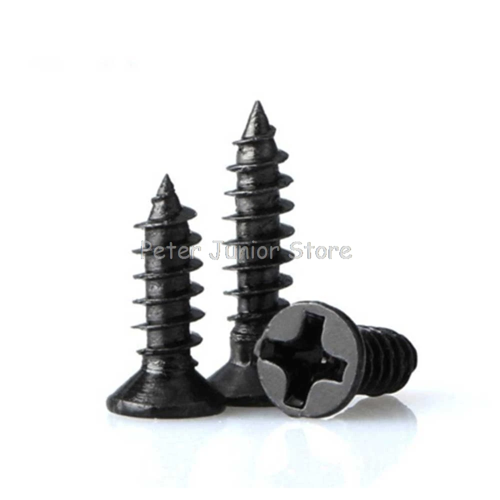 100 шт. KA Black M1.4 M1.7 M2 M2.3 M2.6 саморезы винт с потайной головкой плоская головка
