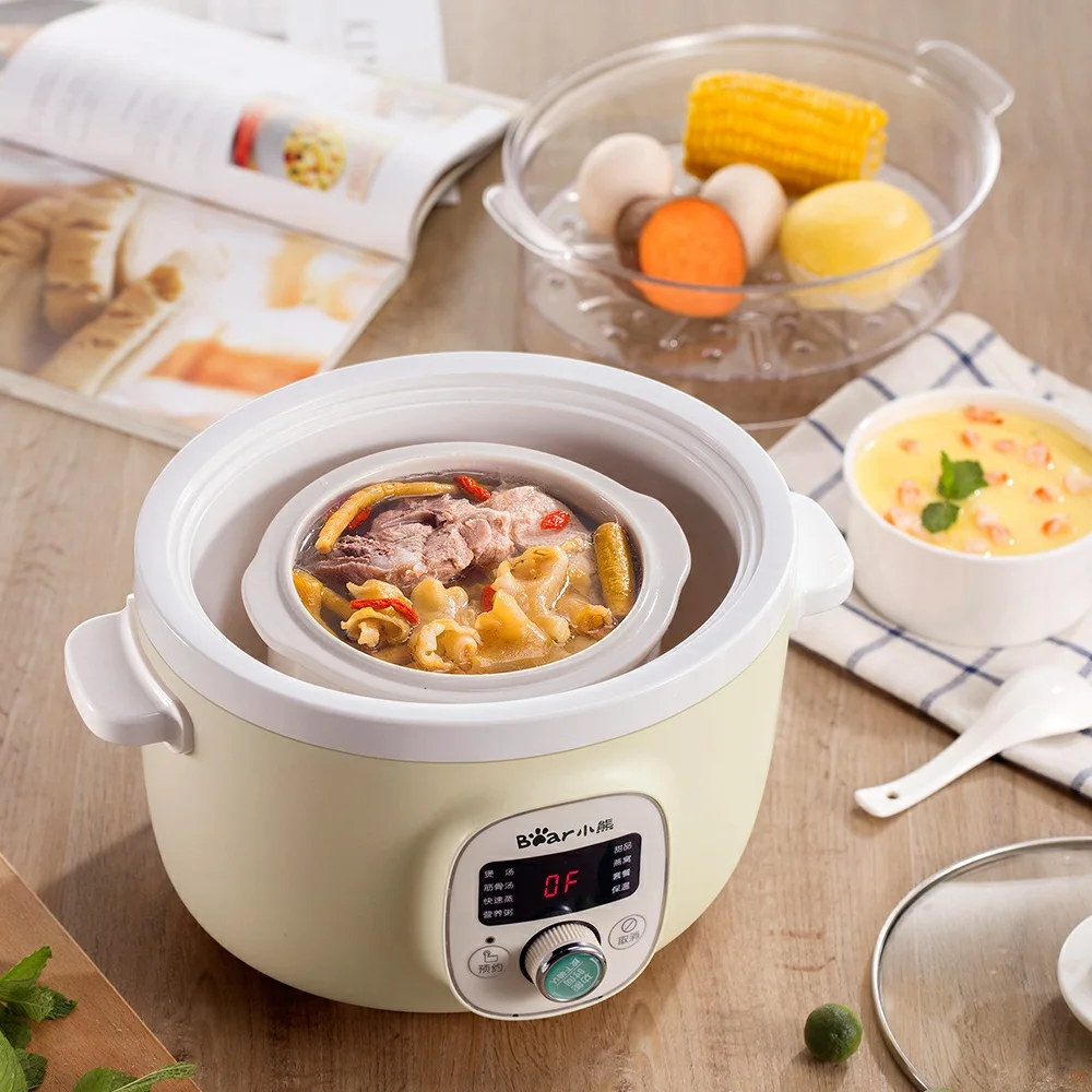 

220V Household Full-automatic Electric Stewing Pot With Steamer High Quality Porridge Soup Stewing Machine EU/AU/UK