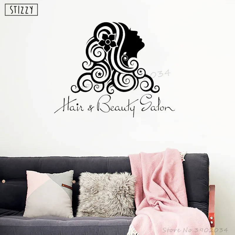 Настенная Наклейка stizzy Hair Beauty Salon виниловая настенная наклейка прическа цветок