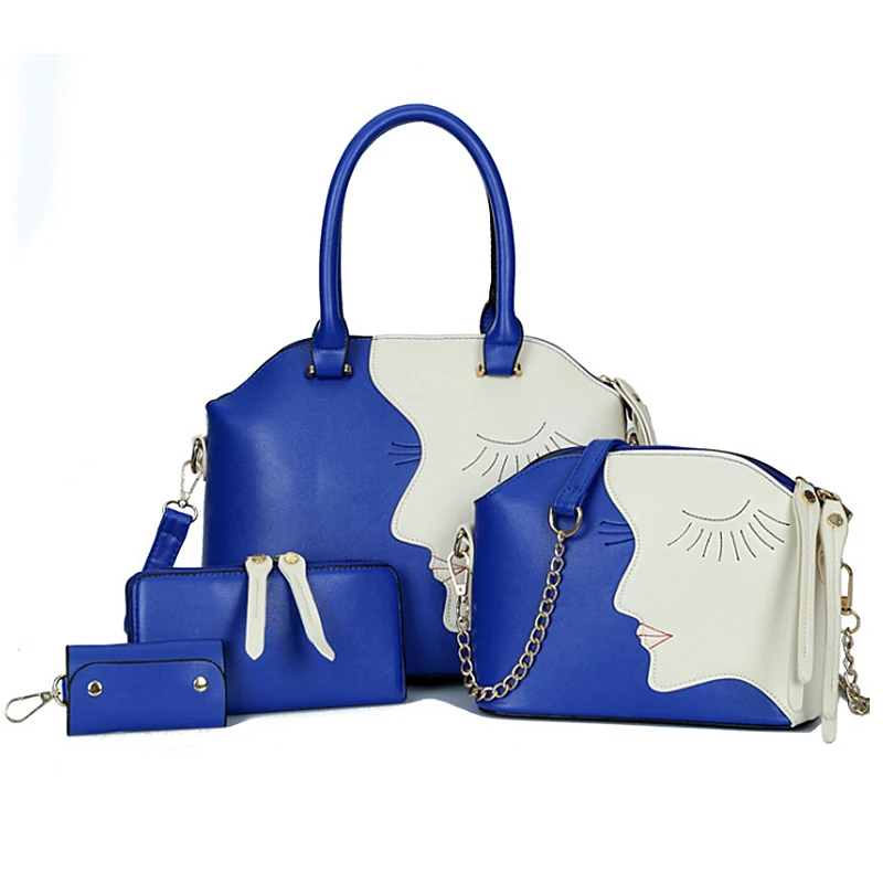 2016 женская кожаная сумка 4 шт. композитные Женские повседневные дорожные сумки