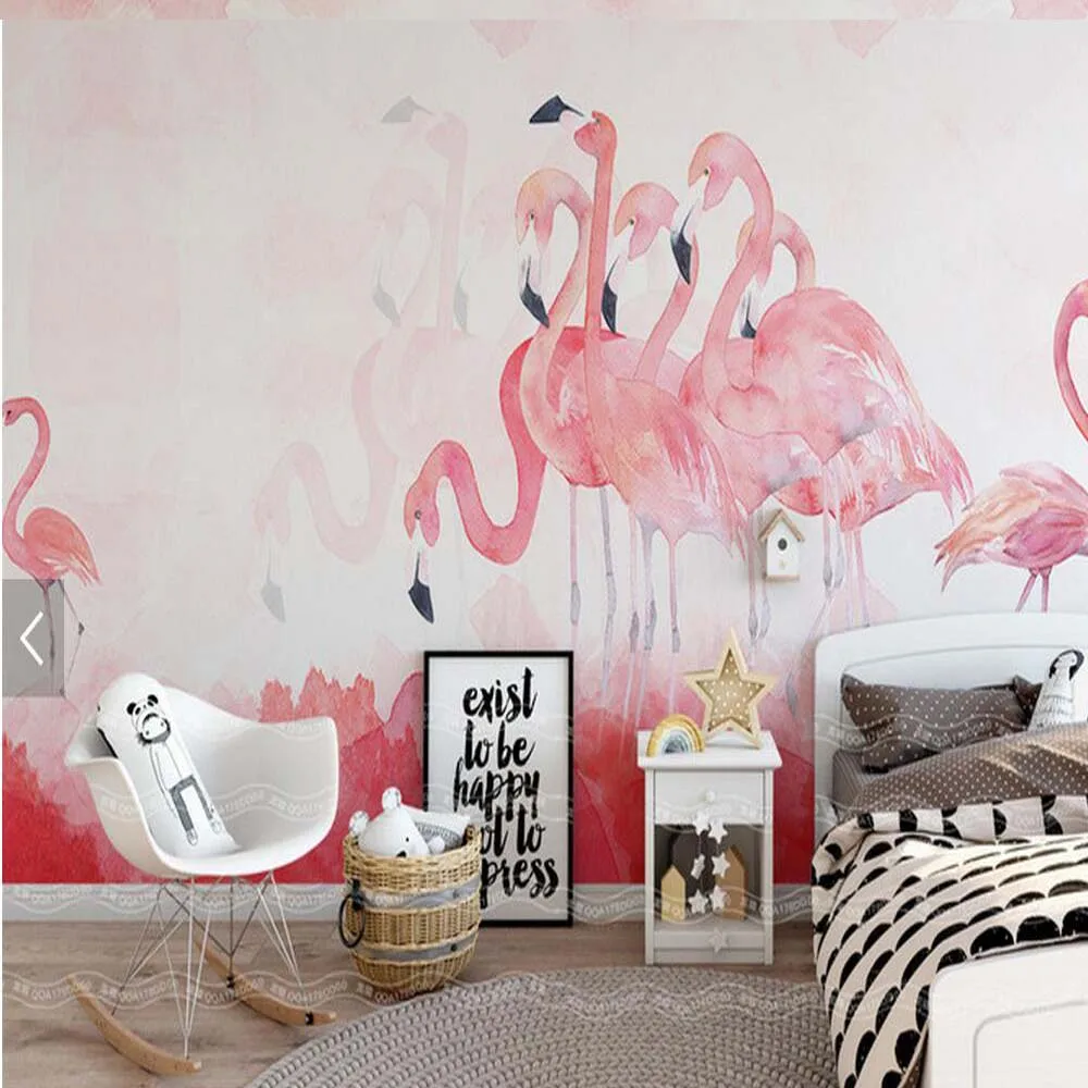 Flamingo Bird Painting photo wall mural for living room bedroom tv backside decor papier peint 3d custom animal murals | Обустройство