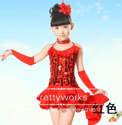 Free shipping rumba latin tango ballroom samba dance black blue yellow red 4 color girl child M-XXL competition dress costume |