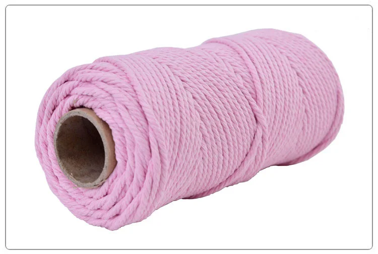 Light Pink 4 мм x 100 м хлопок, цветной шнур, бежевая скрученная веревка для рукоделия макраме, свадебные домашние текстильные украшения, поставка - Цвет: Light Pink