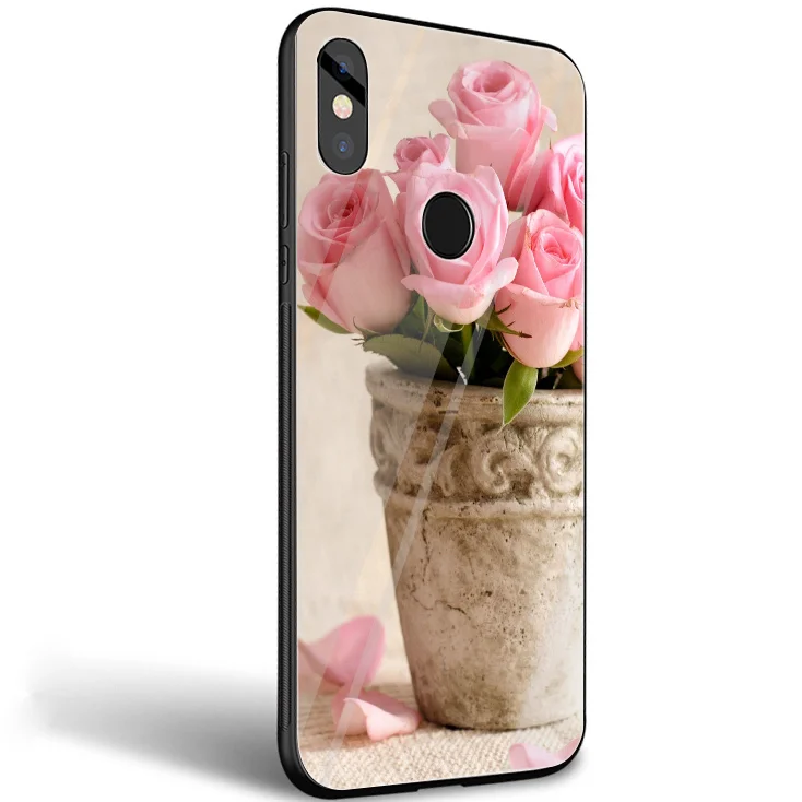 GerleeK Glass TPU Flowers Rose Peony Case Cover for Xiaomi 8 Lite A1 9 pocophone F1 Redmi Note 5 6 7 Pro 6A 4X | Мобильные телефоны