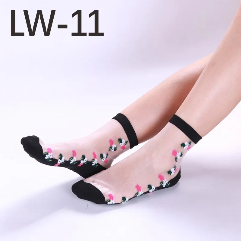 3211LW-11bai Sexy fishnet Women Lace Ruffle Soft Comfy Sheer Silk Elastic Mesh Knit Frill Trim Transparent Ankle funny socks 1pair=2pcs 3211 - Цвет: 3211LW-11bai