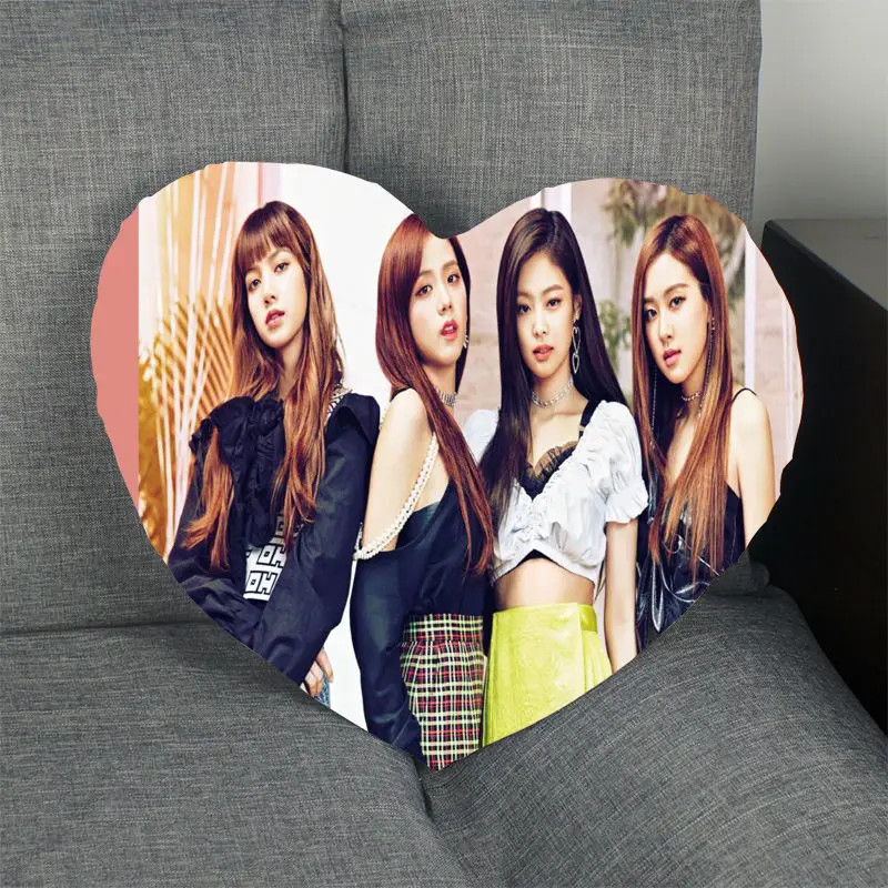 Kpop наволочка лента для девушки BLACKPINK в форме сердца атласная тканевая Подушка Чехол для дома спальни свадебное украшение наволочки