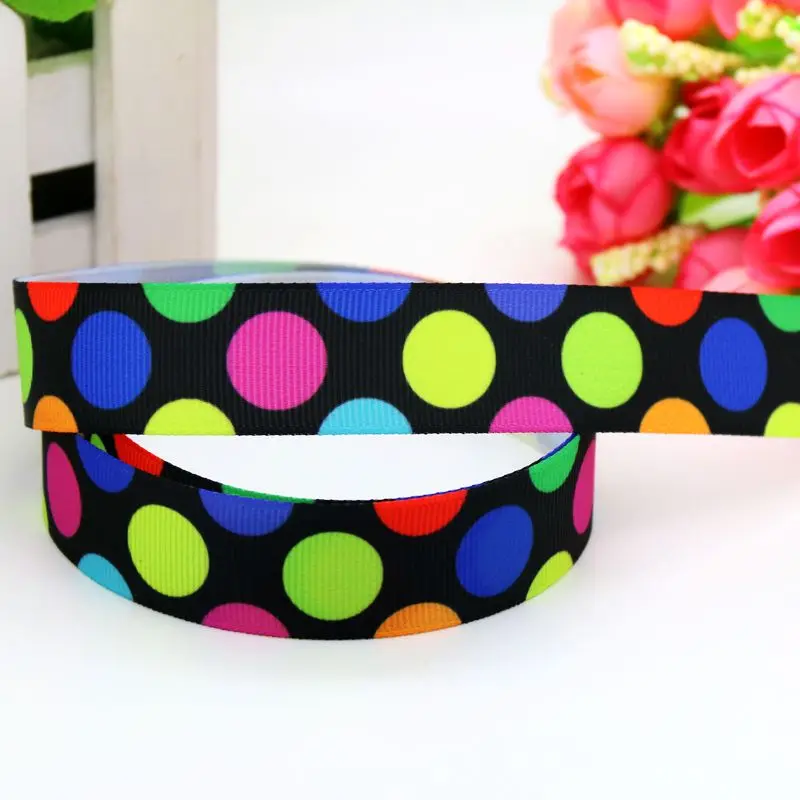 7/8 ''Бесплатная доставка Неоновые шеврон полосы в горошек grosgrain ленты