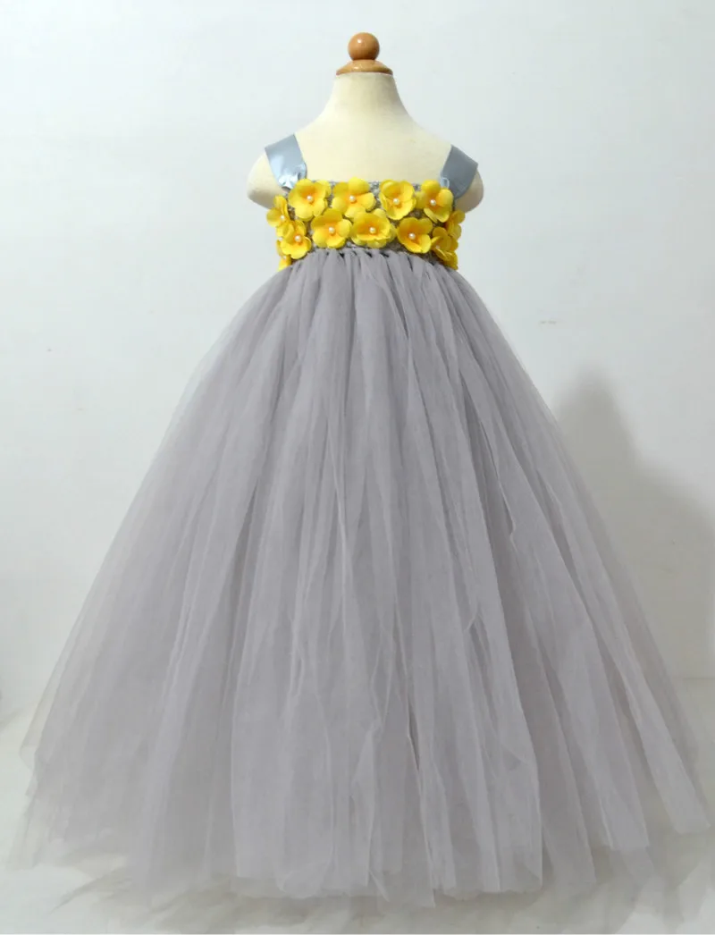 Длинное вязаное платье-пачка для девочек разноцветное Пышное Бальное платье