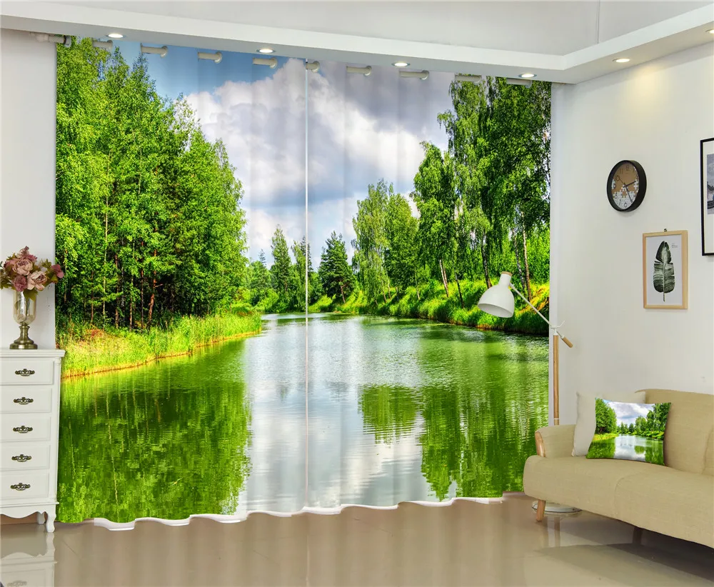 

Green River Luxury Blackout 3D Window Curtains Living Room office Room Drapes Cortinas Rideaux Customized size pillowcase