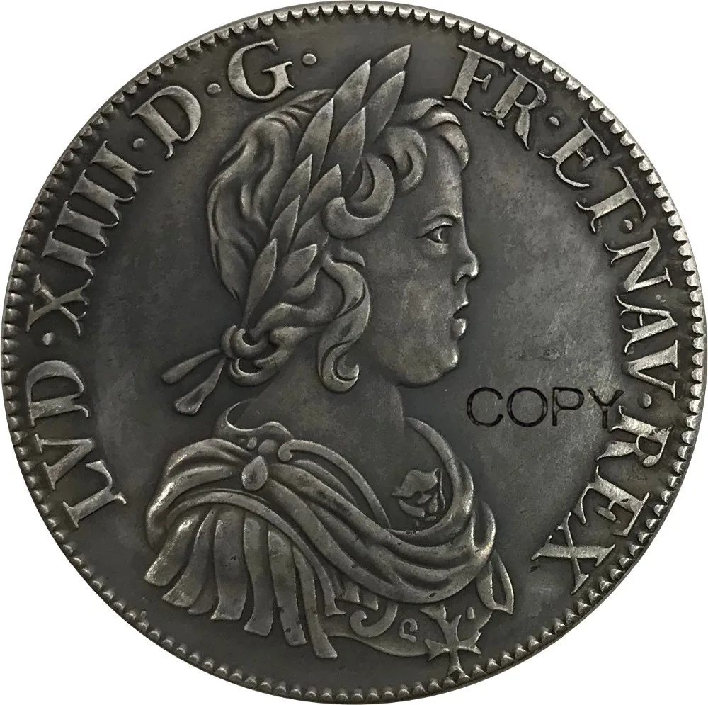 France Kingdom 1 Ecu Louis XIV 1643 Plated Silver Copy Coins | Дом и сад