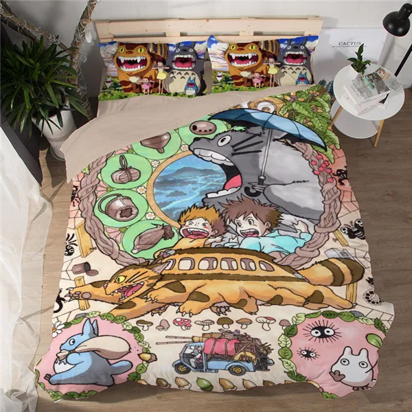 style 4 Японский аниме Lucky Cat Мой сосед Тоторо Kawaii Комплект постельного белья Твин Королева Король пододеяльник простыни для детей мальчиков и девочек - Цвет: style 4