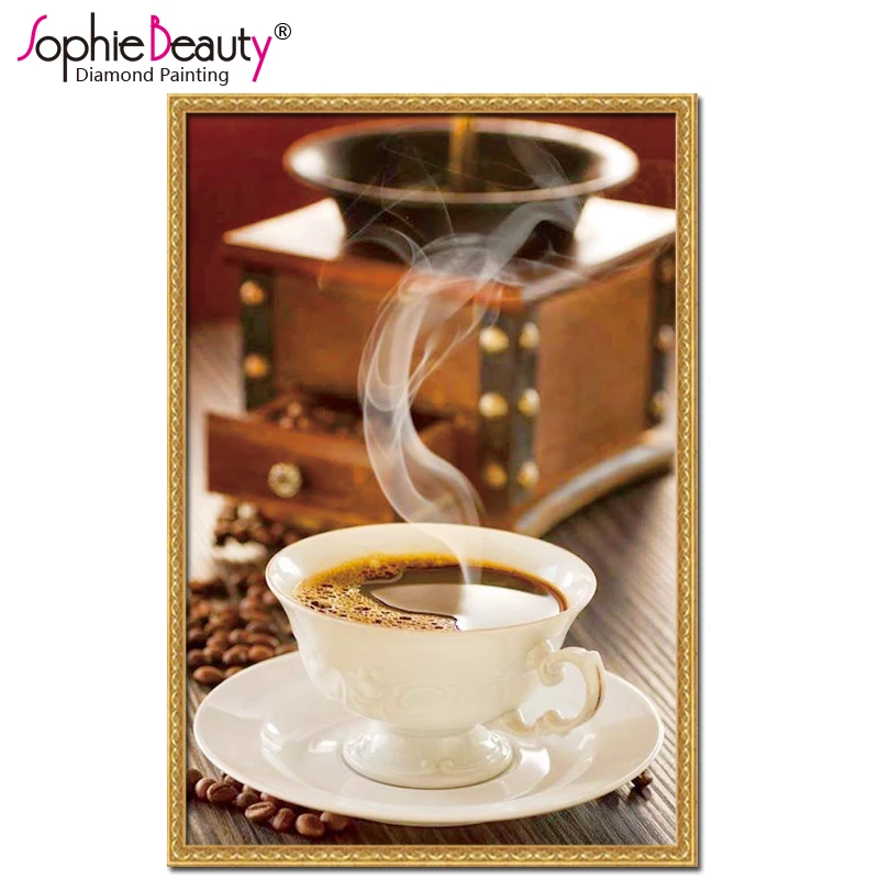 

2018 Sale Paintings Europe New Needlework Diy Diamond Painting Coffee Cup Full &square Cross Stitch Embroidery Home Decoration