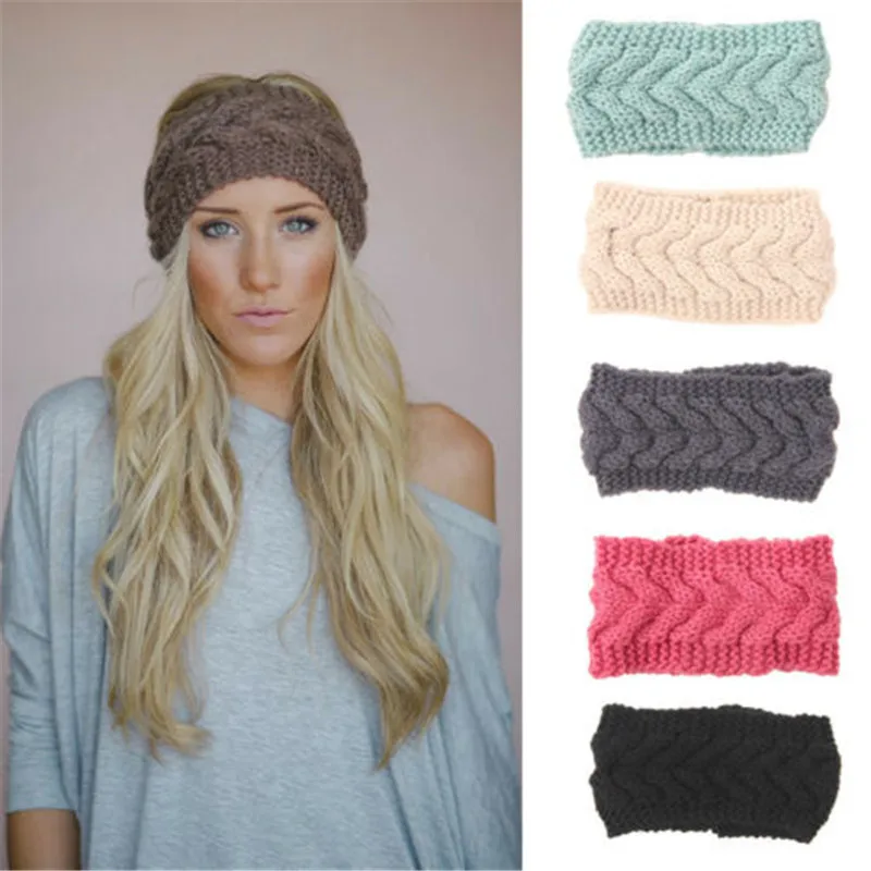 Women's Knitted Ear Warmer Flower Headband Crochet HairBand care accessories Turban Winter Hair Band Girl Clips |