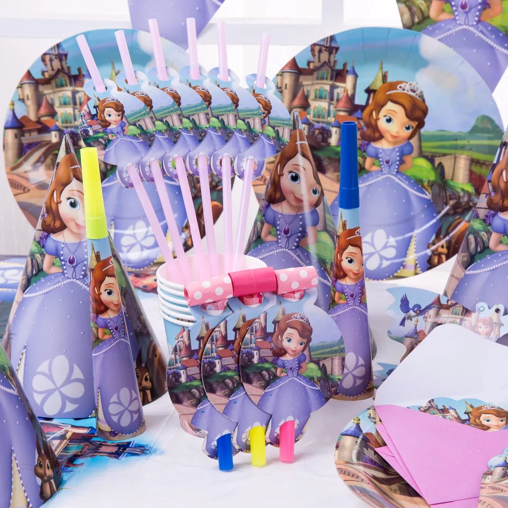 16 видов Роскошные disney София Дети мультфильм ко дню рождения вечерние украшения комплект вечерние поставки бэби Шауэр для мальчика поставки