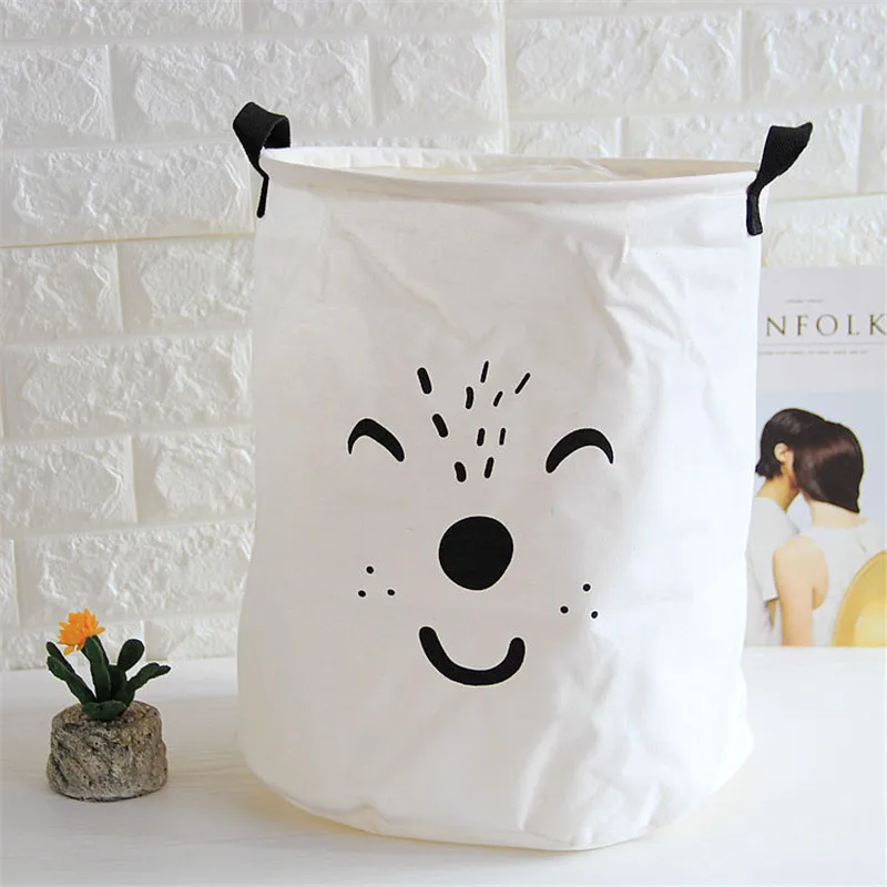 White ONEUP ручная большая корзина для хранения белья, корзина для белья, милая мультяшная корзина для хранения одежды, детская игрушка, органайзер, корзина для хранения - Цвет: White