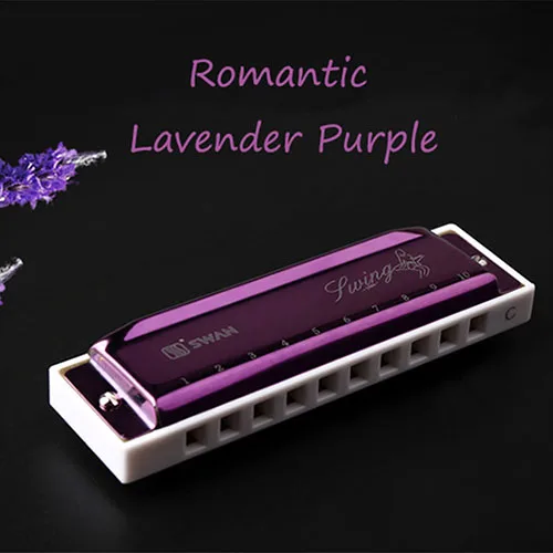 Purple Диатоническая Губные гармоники 10 отверстий Блюз Арфы клавишу C рот Органы для детей и взрослых студентов начинающих подарки Качество ветер Музыкальные инструменты - Цвет: Purple