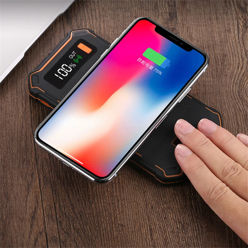 10000 мАч беспроводной зарядный внешний аккумулятор для iPhone X 8 Plus, беспроводное зарядное устройство для телефона, внешний аккумулятор для samsung Galaxy S9 Plus huawei P20
