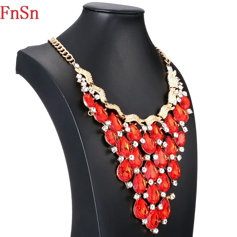 FnSn новые золотые Чокеры с кристаллами эффектное ожерелье кулоном для женщин