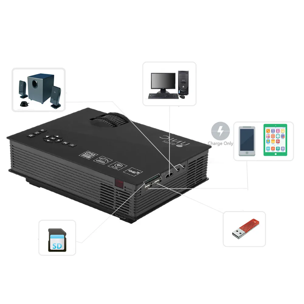 Оригинальный uc46 + WI FI HD Mini Портативный проектор 1200 люмен LED домашний Кино