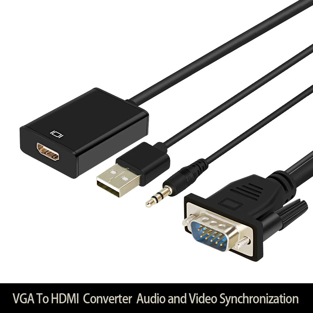 Высокое разрешение 1080P HD VGA к HDMI кабель конвертер Plug and Play VGA2HDMI с аудио 3 5 адаптер