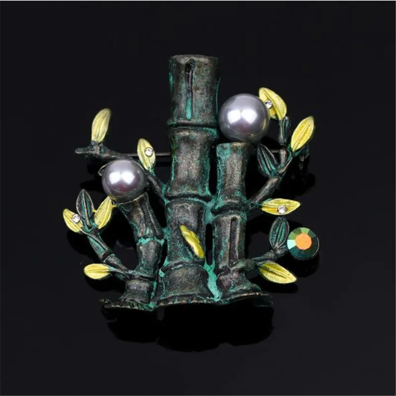 Fashion Vintage Brooch Pin Jewelry 2019 Pearl Pins and Brooches for Women Retro Bamboo Metal Badge Clothes | Украшения и