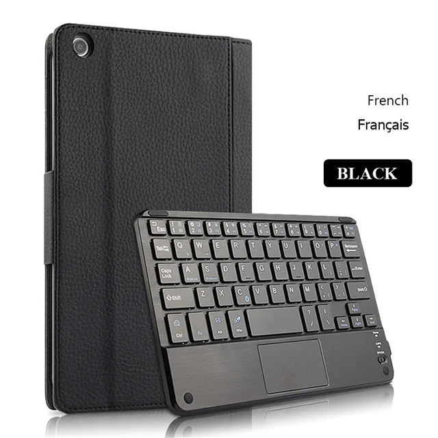 French Black Чехол для планшета с Bluetooth клавиатурой для huawei MediaPad T5 8,0 JDN2-AL00/W09HN Honor Pad 5 8,0, чехол с подставкой, Многоязычный язык - Цвет: French Black