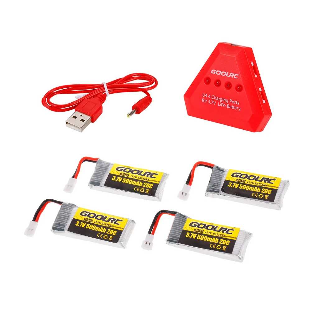 GoolRC 4 шт 3 7 V 500mAh 20C Li-po батарея с в 1 U4 быстрое умное зарядное устройство для T33 JJR/C H43WH