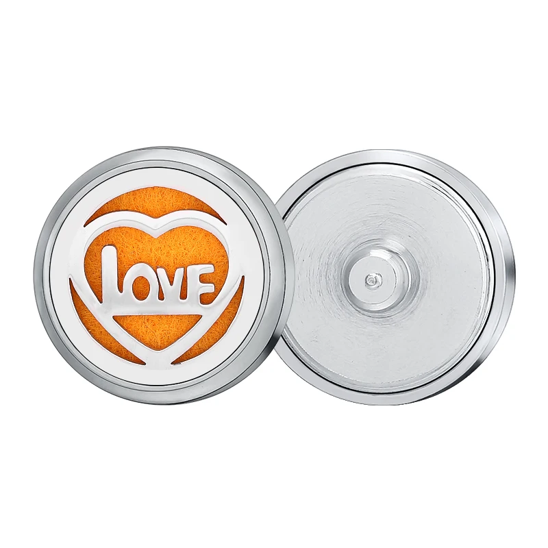 Love Heart Locket Snap Buttons Stainless Steel Gold/Silver Color Essential Oil Diffuser Aroma For 18mm-20mm Bracelet |