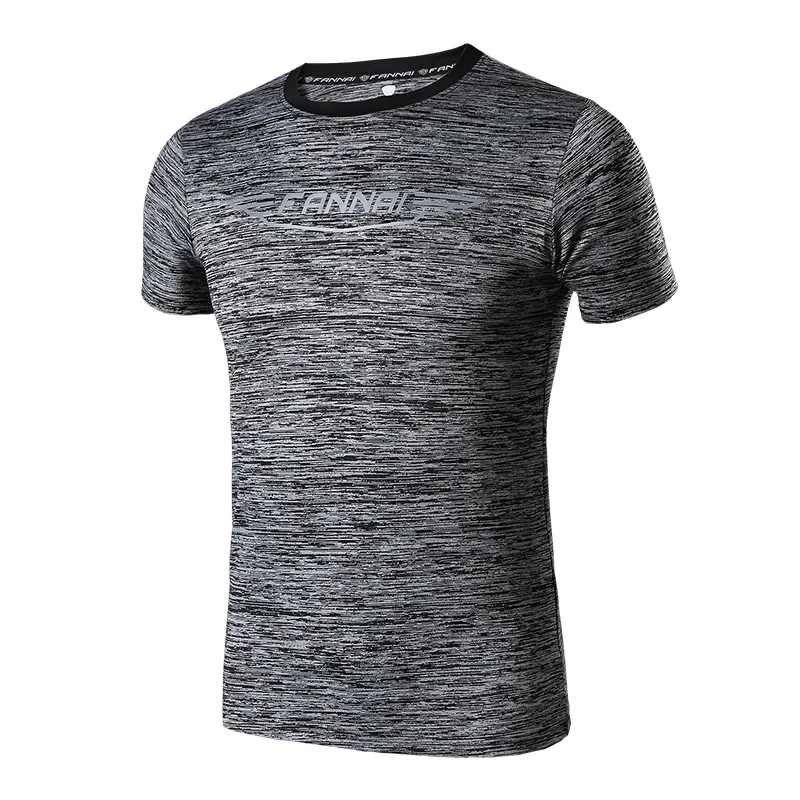 FANNA Ropa Deportiva, мужские футболки, спортивные, светоотражающие, для бега, футболка, мужская, для спортзала, фитнеса, тренировки, короткий рукав, спортивная одежда - Color: Gray