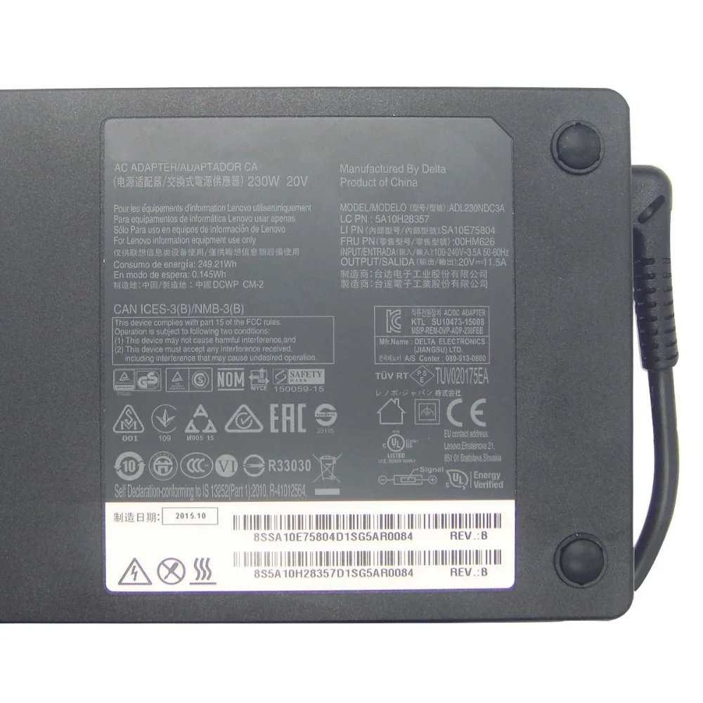 100% оригинал 20V 11.5A USB адаптер переменного тока питания для ноутбука ADL230NDC3A блок Lenovo
