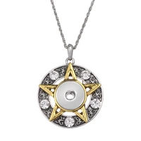 rhinestone 165 five pointed star 18mm snap button necklace pendant necklace for women charm jewelry