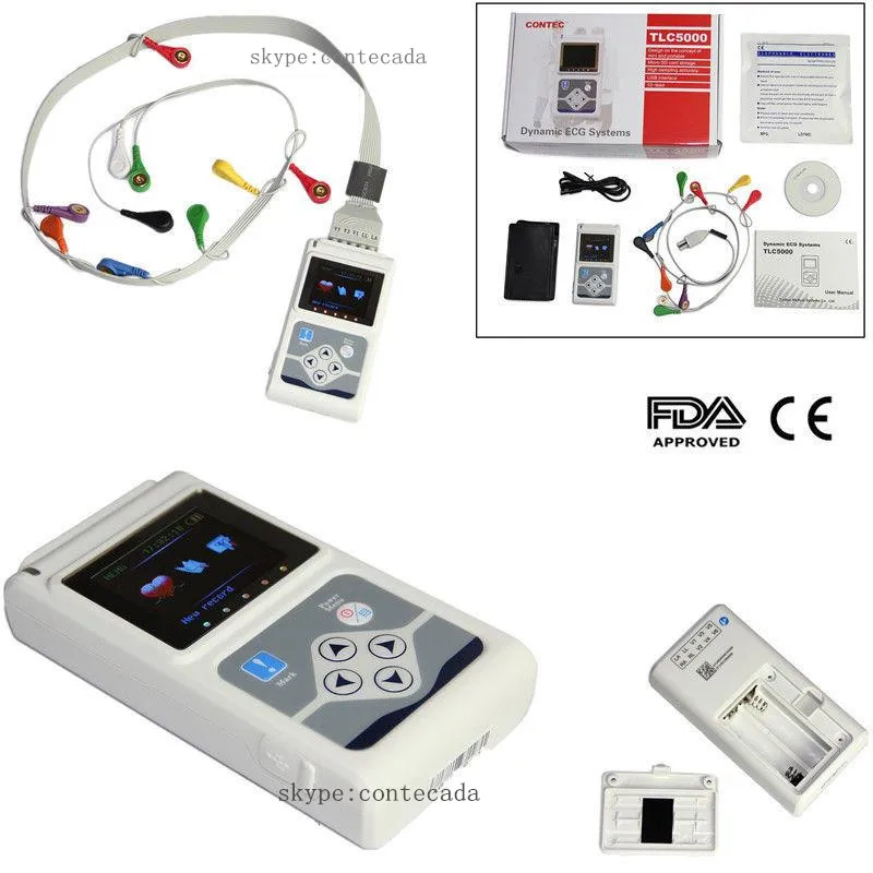 Contec Manufacturer shipping 12 Channels Contec TLC5000 Hand-held ECG/EKG Holter Monitoring Recorder System CE FDA Certified
