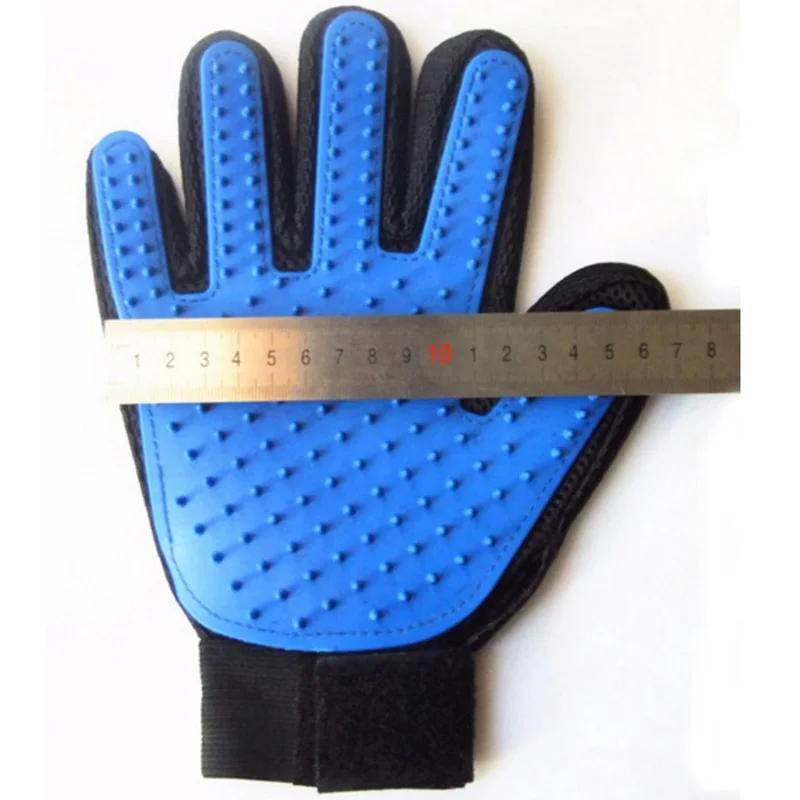 Blue cat glove Pet перчатки "Кошка" для кошек Deshedding кисть перчатки для Животные удаление волос Уход за лошадьми нержавеющая кисть перчатки питомца чистым и абразивные инструменты - Цвет: Blue cat glove