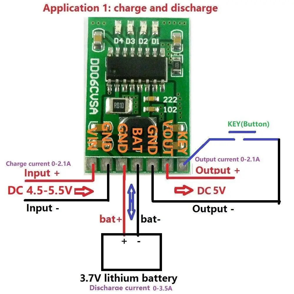 

DYKB DC 5V 2.1A Mobile Power Diy Board 4.2V Charge/Discharge(boost)/battery protection/indicator module 3.7V lithium LI-ION